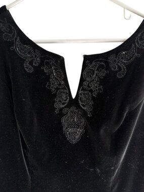 Laura Ashley Vintage Black Velvet Dress, Size 12